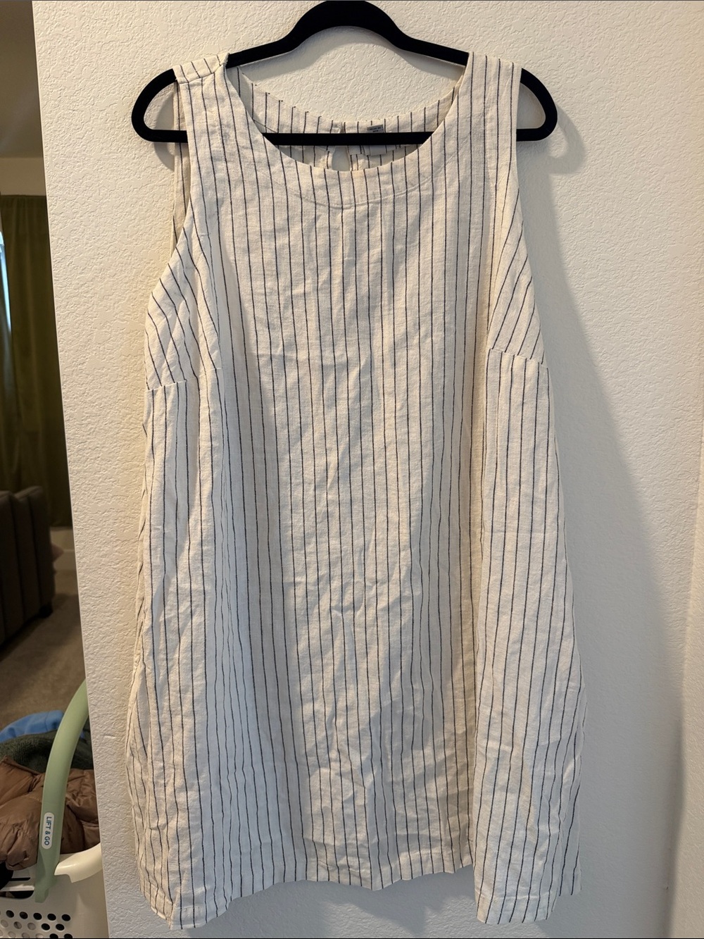 a new day Cream Sleeveless Pinstripe Shift Dress
